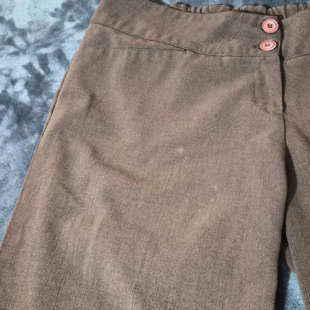 Imagenation Brown Wide Leg Cropped Pants Elastic Back Culottes Trousers Womens